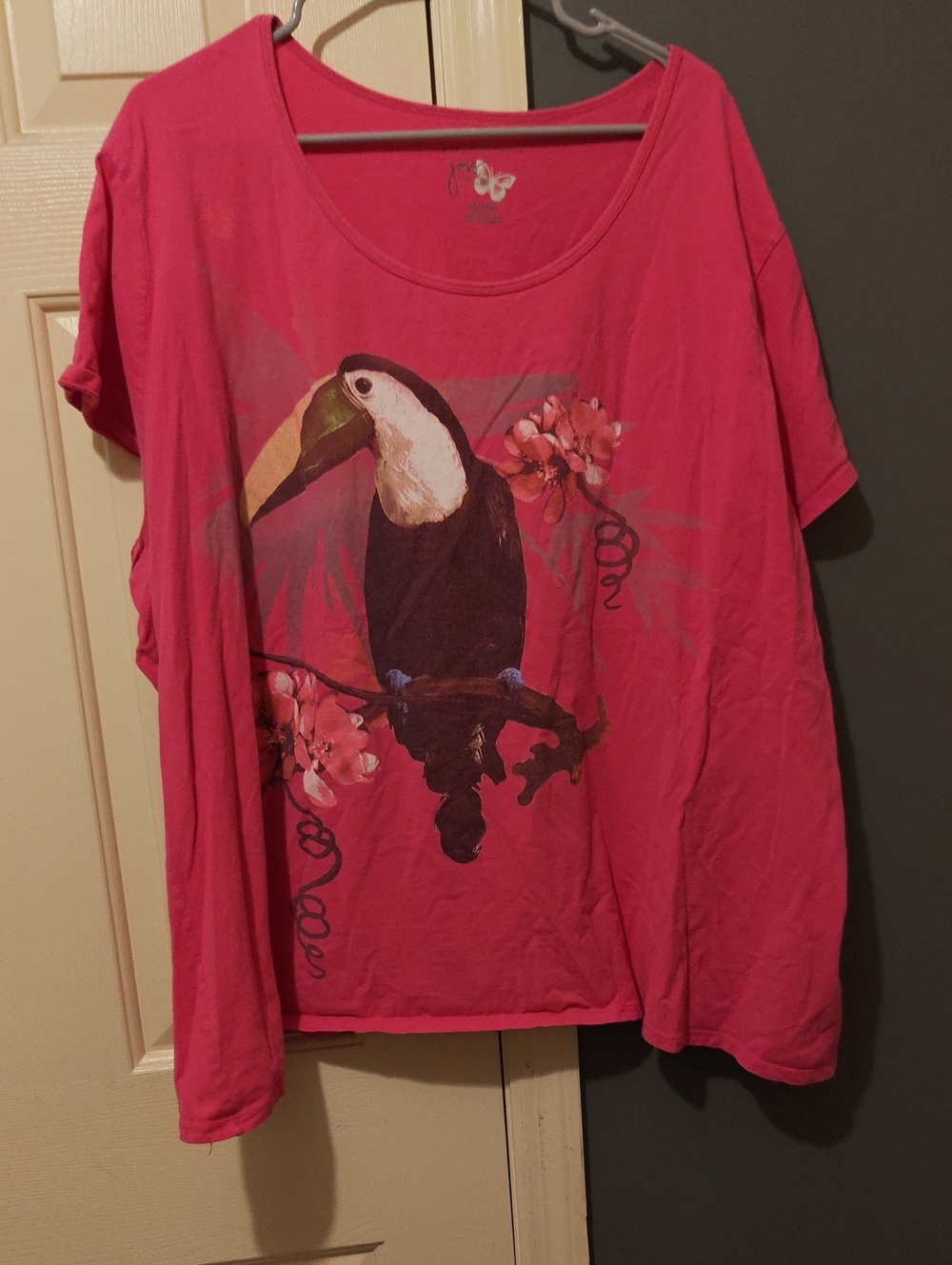 Just My Size Hot Pink Tee with Metallic Butterfly Print